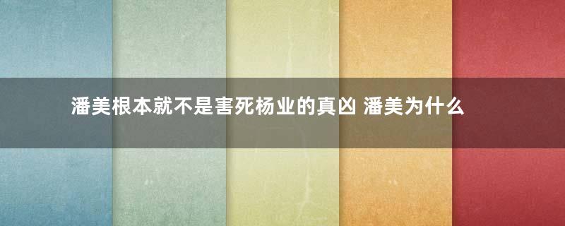 潘美根本就不是害死杨业的真凶 潘美为什么还被抹黑千年之久